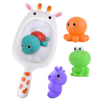 Baby Shower Fun Bath Toy Set Bath tub Playing Water Squirts Spoon-Net 1 Set Baby Swimming Floating Soft Rubber Water Bath Toys
