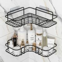 Bathroom Corner Storage Shelves Wall Mounted Rack Shampoo Holder Iron Shower Drain Basket Punch-Free Organizer Bath Accessories