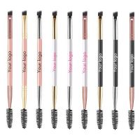 50Pcs Custom Logo Single Eye Makeup Brush Spoolie Eyebrow Brush Pencil Thin Angled Double-headed Portable Beginner Tools Private Makeup Brushes Sets