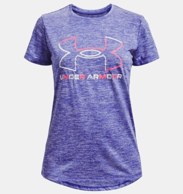 Under Armour UA Girls Tech™ Big Logo Twist Short Sleeve อันเดอร์ อาเมอร์ เสื้อยืดแขนสั้นสำหรับฝึกซ้อม สำหรับเด็กผู้หญิง