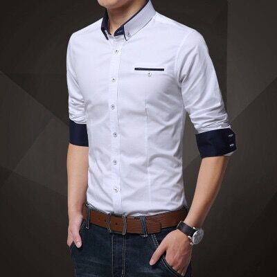 เสื้อเชิ้ตผู้ชาย เสื้อเชิ้ตแขนยาว ทรงสลิม Mens Business Shirt