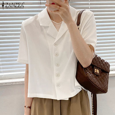 (สินค้ามาใหม่)(จัดส่งฟรี)Fancystyle ZANZEA เสื้อสไตล์เกาหลีของผู้หญิงติดกระดุมทำงานออฟฟิศหันลงปกเสื้อ #10