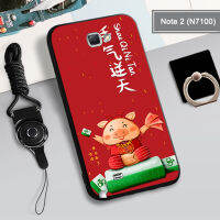 เคสอ่อนสำหรับ Samsung Galaxy Note 2เคสโทรศัพท์คลุมทั้งหมด2022ใหม่ป้องกันการตกหล่นกันรอยขีดข่วนฝามีที่ถือวงแหวนโทรศัพท์ &amp; เชือก