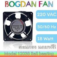 พัดลม ระบายความร้อน BOGDAN FAN 12038 4.5"AC 220V 50/60Hz 18W Ball Bearing แบบมีสาย รุ่นแถมตะแกรง ตัวเหล็ก ใบพลาสติก