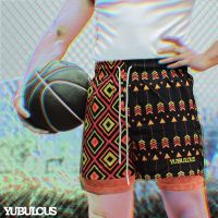 [American style quarter shorts]YUBULOUS Yellow Label Pop Style Geometric Mosaic Shorts