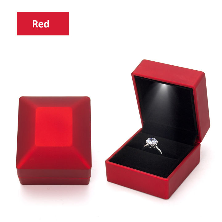 หมั้นวันวาเลนไทน์สีแดงเครื่องประดับไวน์แหวนไฟ-led-คำขอแต่งงาน