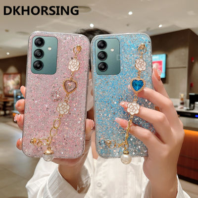 DKHORSING เคสโทรศัพท์ใหม่สำหรับ Samsung Galaxy A54 A34 A14 4G 5G A14LTE Love สร้อยข้อมือเพชร Camellia เคสกากเพชรส่องแสงเป็นประกายวิบวับ Samsung A34 5G 2023ปลอกซิลิโคน SAMSUNG A54 5G