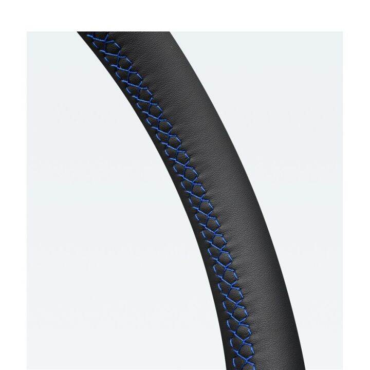 ฝาครอบพวงมาลัยรถยนต์เทียม-pu-สีดำเย็บด้วยมือสำหรับ-peugeot-308-2007-2013-408-2012-2014