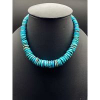 Natural 16” inch Blue Turquoise Donut เทอร์ควอยซ์สีฟ้า Shape 8 mm -15 mm size best Quality