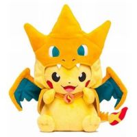 Pokemon Plush Toys Charizard X&amp;Y Cosplay Pikachu, Anime Soft Stuffed Animals Pillow Dolls Kids 23cm 9" (Children One Size, Yellow (Angry))