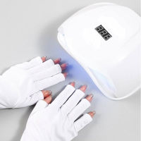 Sjqgqx 1 Pair Anti UV Gloves ถุงมือป้องกันรังสียูวี Fingerless Manicure Nail Art Tool LED UV