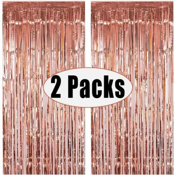 JOLLYBOOM-Pink Foil Fringe Curtain Party Decorations, Backdrop for Pink  Streamers, 3.3Ft X 6.6Ft