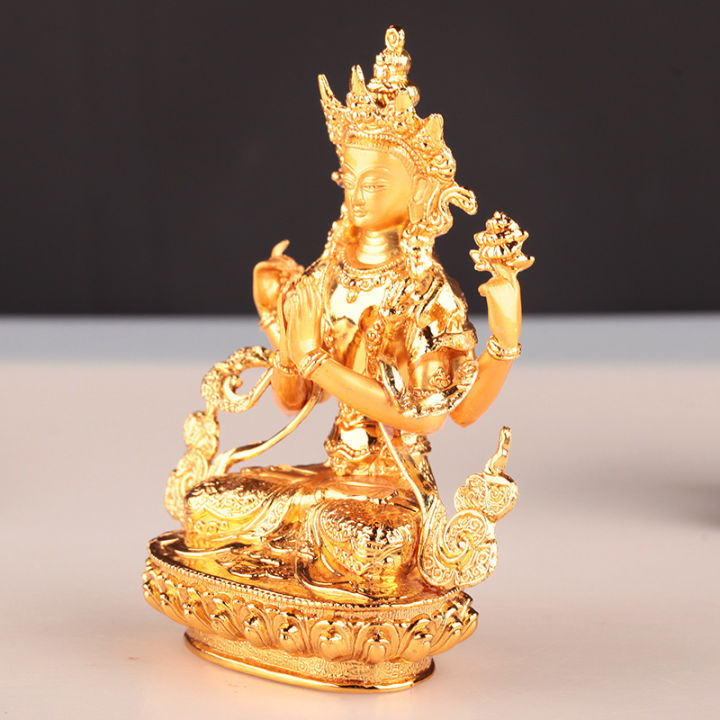 100-authentic-เนปาล-tibethengjia-พระพุทธรูปสินค้าทิเบตสี่เจ้าแม่กวนอิมพระโพธิสัตว์ถล่มพระพุทธรูปรูปปั้นทองคำถือเครื่องประดับ3นิ้วพระพุทธรูป