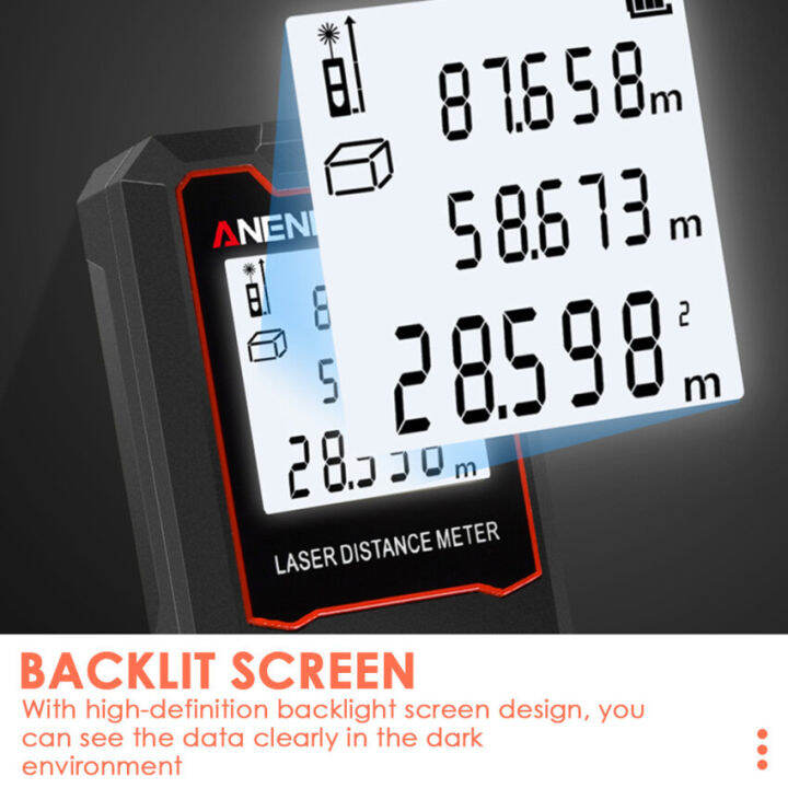 เครื่องวัดเมตรเลเซอร์วัด40เมตร60เมตร80เมตร100เมตรพร้อมฟอง1ระดับจอแสดงผล-lcd-backlight-เครื่องมือวัดแบบดิจิตอลที่จับแบบพกพาเก็บข้อมูล90ข้อมูล