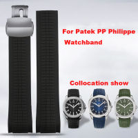 สายนาฬิกาซิลิโคนยางปลายโค้ง21มม. เหมาะสำหรับ Patek Philippe 5167A สีดำสีน้ำตาลสีเขียวสีน้ำเงินสายอ่อน