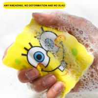 SpongeBobs Kitchen Cartoon Sponge Dish Washer Magic Items Wipe Sink Rack Cleaning Drain Kitchen Block Supplies Sponge Household Q4J5