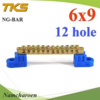 บัสบาร์ บาร์รวมสาย กราวด์ นิวตรอน ขนาด 6x9 มม. พร้อมขายึด 12 ช่อง รุ่น Busbar-6x9-12H