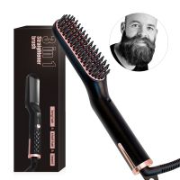 ✇ 3 In 1 Beard Comb Mens Professional Hair Straightener Brush Fast Heat Hair Straightening Ceramic Irons Board Styling Tools