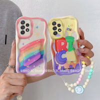 ใหม่ เคสโทรศัพท์ Samsung Galaxy A13 A23 LTE A33 A53 A73 A52s A52 4G 5G เคส เทรนด์ความคิดสร้างสรรค์ INS Case อ่อนครีมรวมทุกอย่างพร้อมที่จับและสายรัดข้อมือ2023