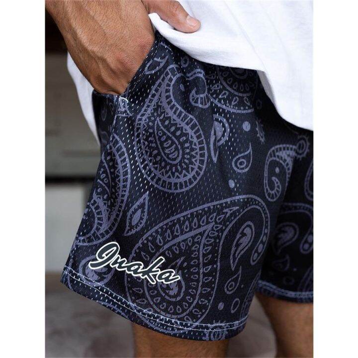 lnaka-power-lp-shorts-unisex-above-knee-mesh-oversized-shorts-cashew-flower-3d-printed-fashion-us-style-shorts-basketball-training-fitness-running-beach-pants