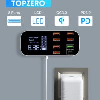 T017ผนังแท่นชาร์จประเภท40W 8เครื่องชาร์จพอร์ต USB QC3.0 C สำหรับ iPhone 13