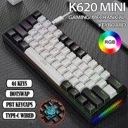 Bàn Phím Cơ Chơi Game Mini K620 Bàn Phím Chơi Game Có Dây 61 Phím RGB