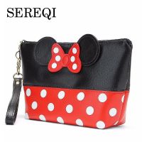 SEREQI Mickey Bow Dot PU Travel Organizer Cosmetic Bag Fashion Makeup Bag Wash Toiletry Bag Quality Bag Organizer Beauty Case