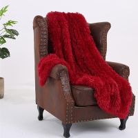 [High-end blanket] ผ้าสักหลาดขนปุยสีแดงเทายาวผ้าขนสัตว์ผ้าห่มปูเตียงให้ความอบอุ่นขนปุยนุ่มเฟอร์ฤดูหนาวโซฟาผ้าคลุมเตียงพักผ่อนที่สำนักงานสัตว์เลี้ยงผ้าห่มสุนัขแมว