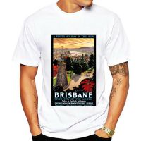 เสื้อยืดผ้าฝ้าย เสื้อยืด พิมพ์ลายโปสเตอร์ Brisbane Australia สไตล์วินเทจ สําหรับผู้ชาย  GSVP