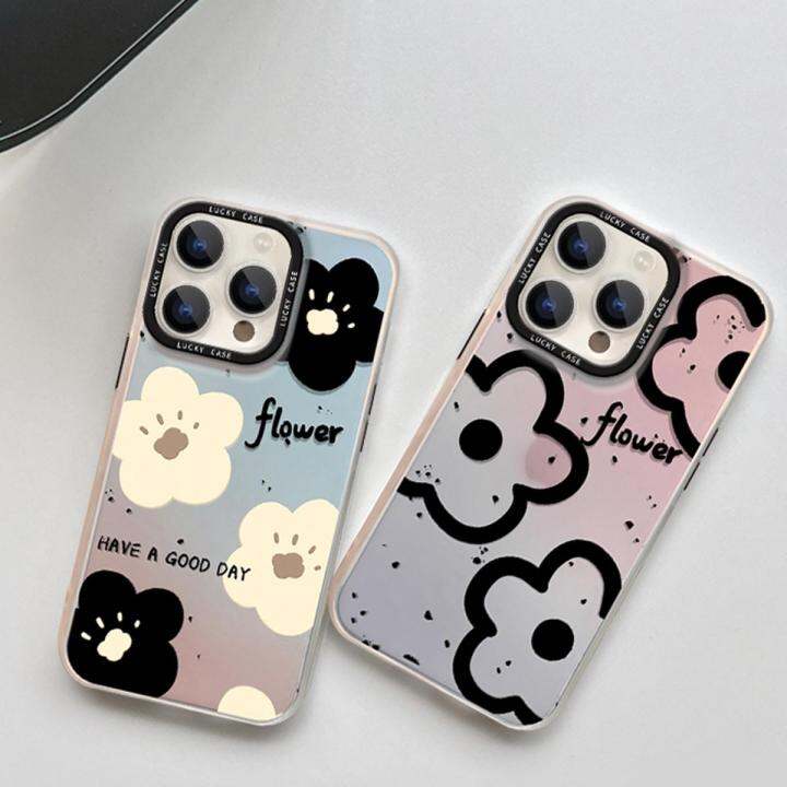 สำหรับ-iphone-เคสโทรศัพท์มือถือลายดอกไม้วัสดุเลเซอร์-tpu-ป้องกันการตกและป้องกันการชน-for-iphone-14-13-12-11-pro-max-xs-max-xr-xr-x-7-8-plus