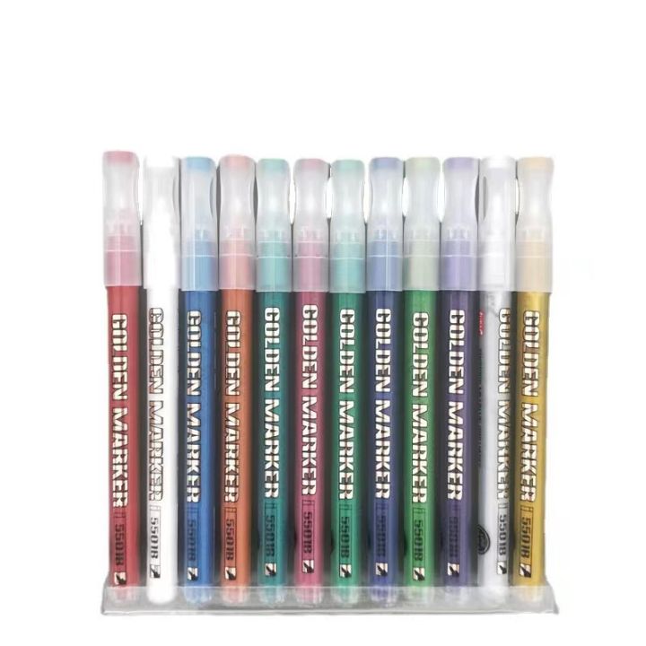 ปากกามาร์คเกอร์-ปากกาอะคริลิกสีเมทัลลิก-marker-metallic-set-สีเมทัลลิค-0-7mm-jp-5501b-12