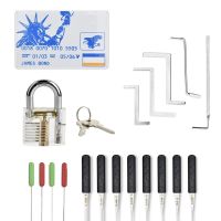 【CC】♕✓  Locksmith Tools Lock Pick Set Broken Extractor with Transparent Locks Practice Combination Padlock Training