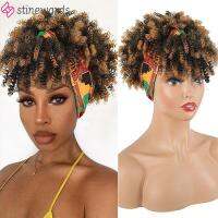 STINEWARDS Bob Short Synthetic hair Natural Color Curly Headband Wigs Afro Kinky Short Womens Wig