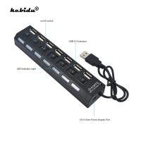 【ยืดหยุ่น】 Kebidu ใหม่หลาย7พอร์ต USB Hub 2.0อะแดปเตอร์ความเร็วสูง7พอร์ต Hub USB เปิด/ปิดสวิทช์แยก USB แบบพกพาสำหรับคอมพิวเตอร์แล็ปท็อป