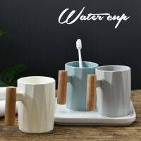 ▼ Nordic Simple PP Straight Mug Coffee Mugs Tea Mug Coffeeware Teaware with Lid Wooden Handle Mug Office Coffee Cup Water Cup