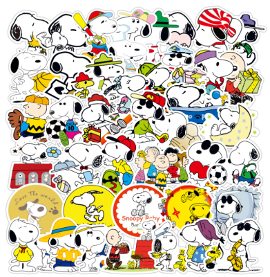 ⚡พร้อมส่ง⚡50ชิ้น snoopy สนูปี้ สนูปปี้ สติ๊กเกอร์ sticker พลาสติกกันน้ำ สีคมชัด