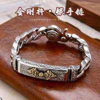 Lucky Pixiu Vajra กำไลข้อมือหัวเข็มขัดใหญ่แนวเรโทรทันสมัยสำหรับผู้ชาย