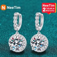 Neetim 3Ct Moissanite Diamond Drop Earrings For Women Lab Diamond 925 Sterling Silver With 18K Gold Plated Wedding Party Jewelry