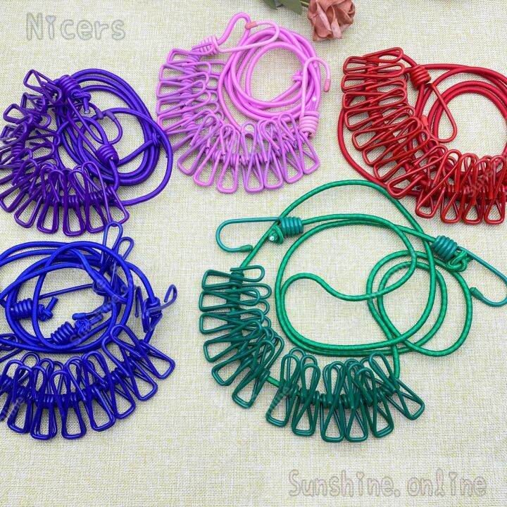 Portable Clothesline Stretch Nylon Laundry Clothesline With 12pcs clips