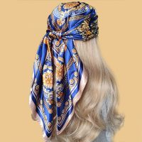 【CC】◑  Silk Scarf Scarftop Headwraps Four Seasons Hair Scarve 90x90cm Hijab Foulard  Bandana Headscarf