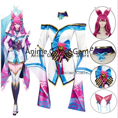 Anime Game Ahri LOL Cosplay Costume Spirit Blossom League Of Legends Cosplay Outfits Wig Halloween Game Costumes For Women Girl