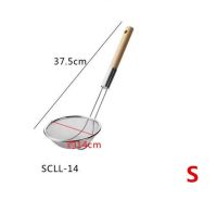 QTCF-Reinforced Stainless Steel Colander Soup Spoon With Wooden Handle Kitchen Fine Mesh Strainer Pot Frying Food Filter Cooking Tool