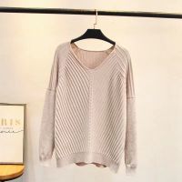 COD SDFGERTYTRRT Plus Size Womens V-neck Knitted Autumn Winter Sweaters Long Sleeved Casual Outerwear Large Slim Pullovers