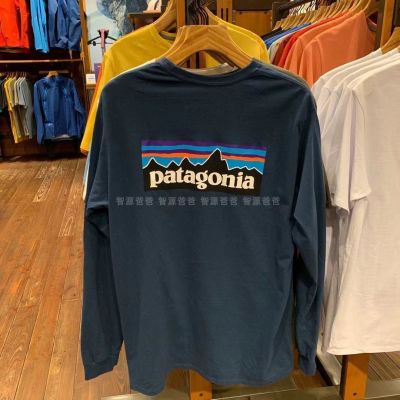 เสื้อยืดผ้าฝ้ายแขนยาวโลโก้ Patagonia Men S P 6