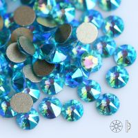 QIAO 2088 Cut Aquamarine AB Colors Strass Stone New Facted (8 big 8 small) SS16 SS20 Non hot-fix Rhinestones For clothing Gems