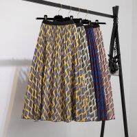 Spring And Summer New Style Half-length Skirt Women’s Wear Stretch Tight Waist Casual Fashion Half-skirt Print Pleated Skirt