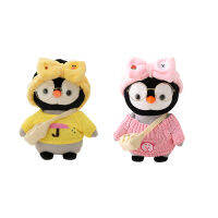 น่ารัก30ซม. Dressing Penguin Plush ของเล่นน่ารัก Pink Dot Headband แว่นตาสวม Penguin Plushis คอสเพลย์ Elk Peach ตุ๊กตาสำหรับเด็ก