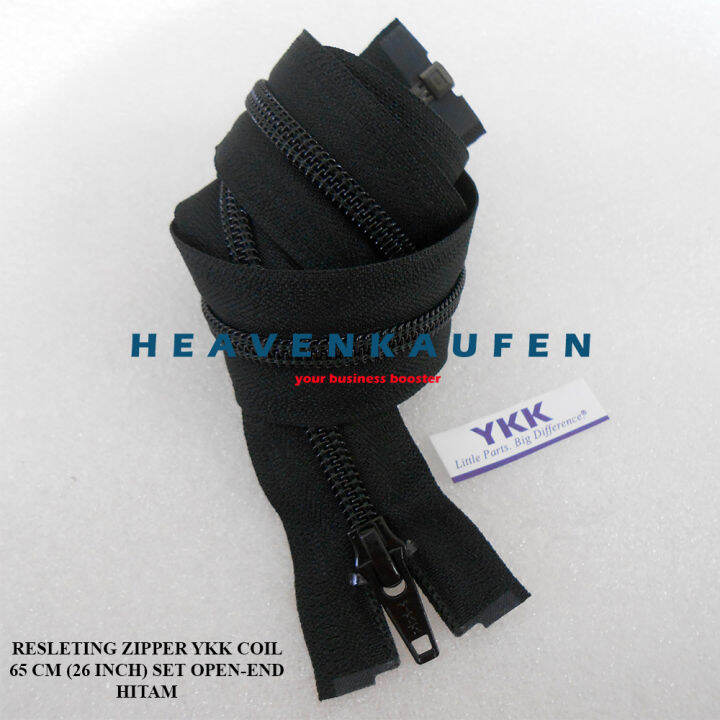 Resleting Zipper Jaket YKK Coil Gigi Halus 65 Cm Atau 26 Inch Hitam Set ...