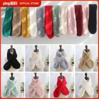 PING3693 ตุ๊กตาขนกระต่ายปลอม ผ้าพันคอแบบไขว้ สีทึบทึบ หนาขึ้น ผ้าพันคอคอผ้าพันคอ ฤดูหนาวที่อบอุ่น ผ้าพันคอตัดผ้าพันคอ เด็กผู้ชายเด็กผู้ชาย