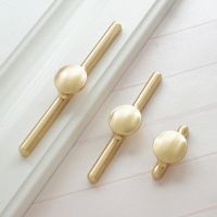 【LZ】۩  Zinc Alloy Kitchen Cabinet Drawer Handles Brass Color Furniture Handle Light Luxury Wardrobe Dresser Pulls Cupboard Door Knobs